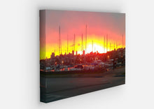 Load image into Gallery viewer, Ethereal Orange Sunrise In The Marina Canvas Print | Dock of the Bay Design