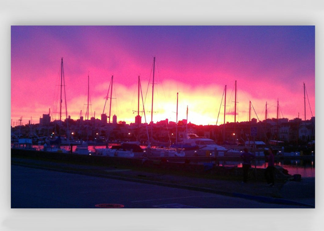 Saturated Pink Sunrise In The Marina Canvas Print | Dock of the Bay Design