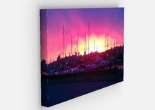 Load image into Gallery viewer, Saturated Pink Sunrise In The Marina Canvas Print | Dock of the Bay Design
